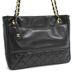 Chanel Matelasse Chain Shoulder Bag Black Leather